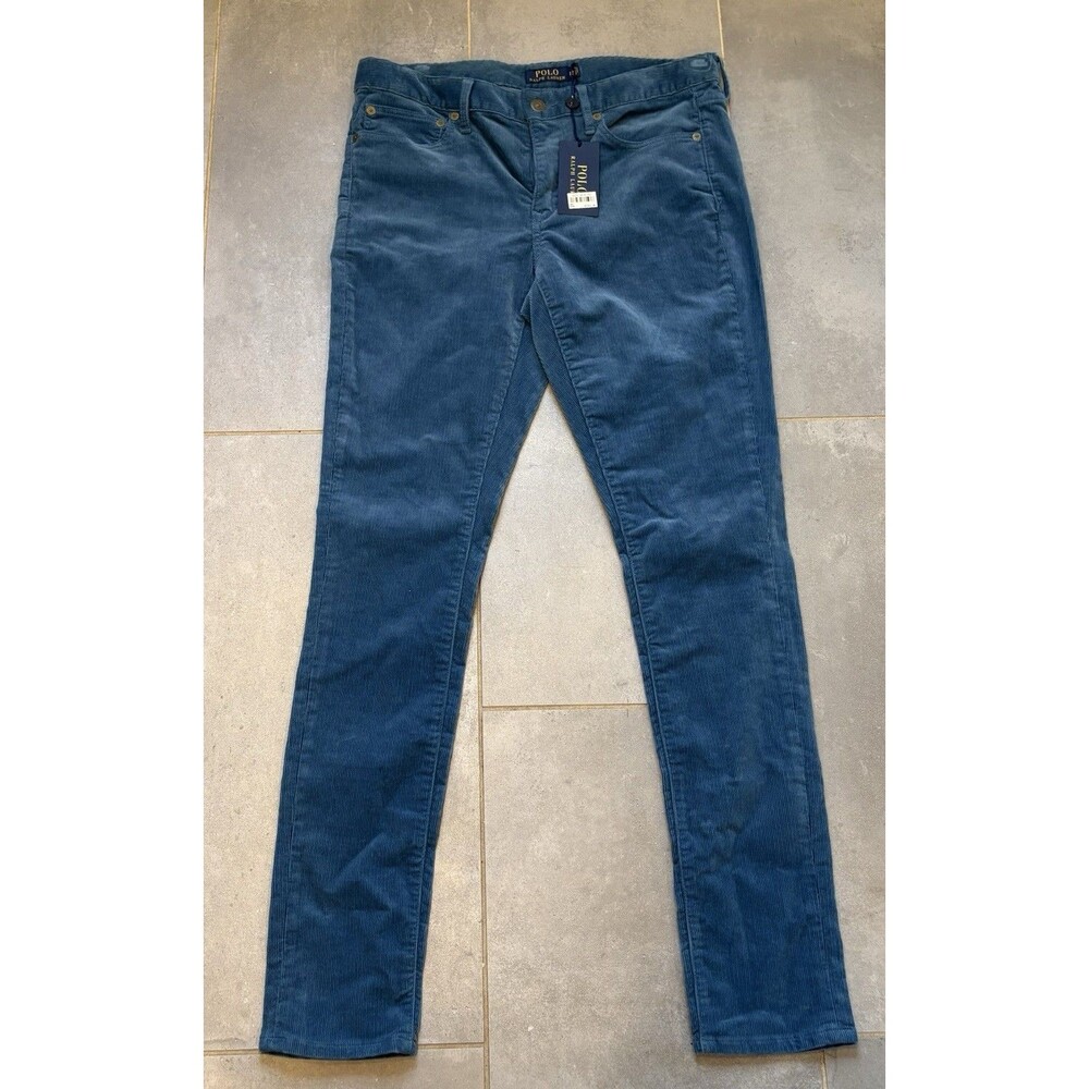 Polo Ralph Lauren Corduroy Trouser Pants in Blue Women Size 12 Preppy Desinger